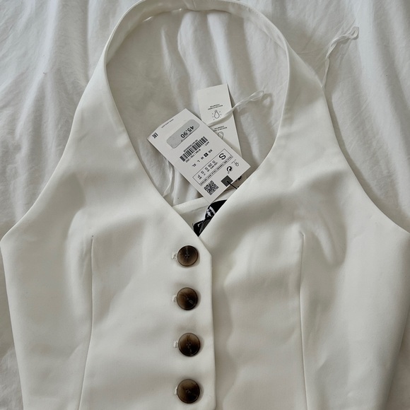 ZARA White Vest Waistcoat - Picture 3 of 7